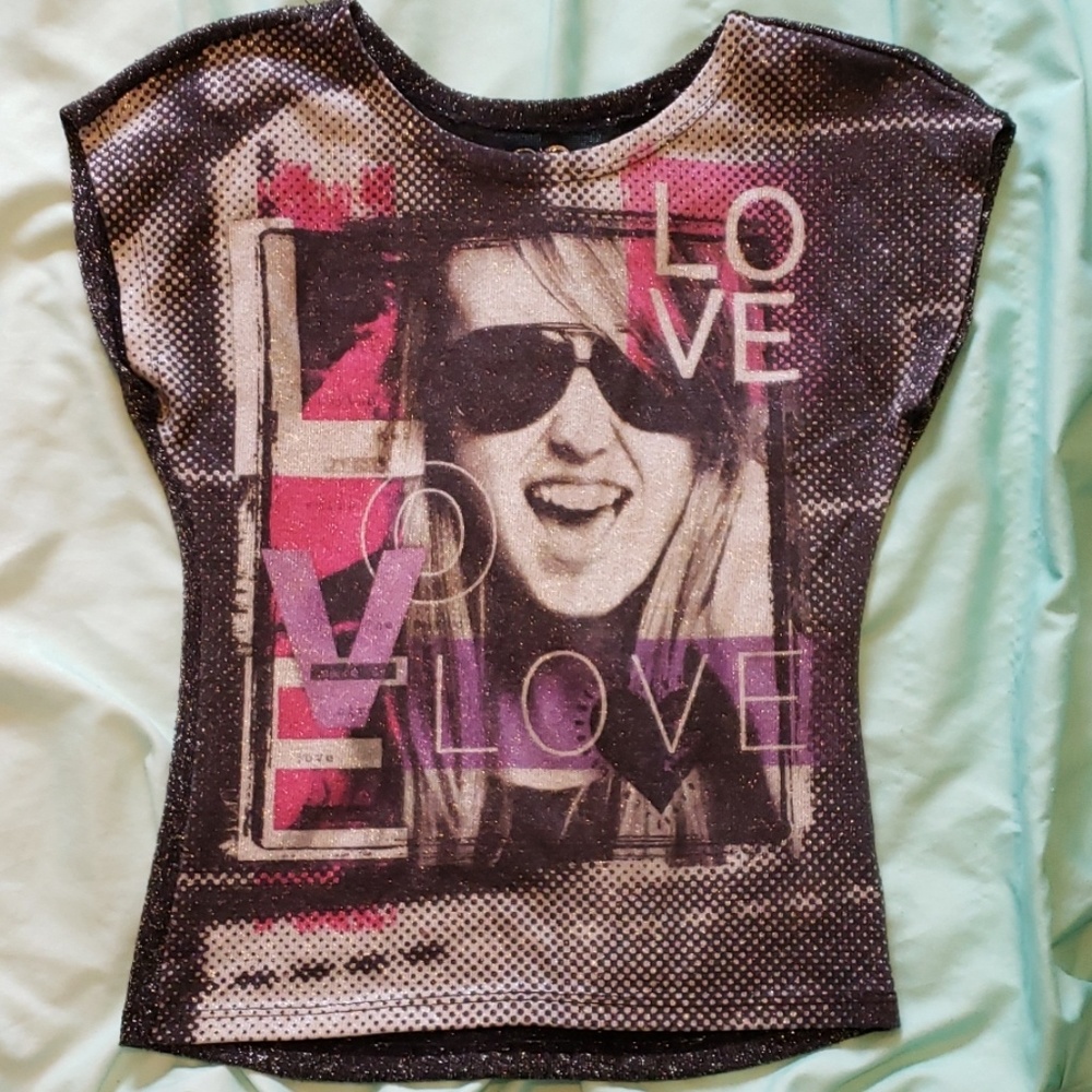 Justice Black Metallic Tshirt